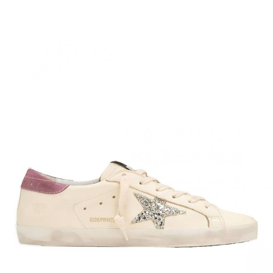 Golden Goose Super Star / Beige silver glitter star / Бежевые
