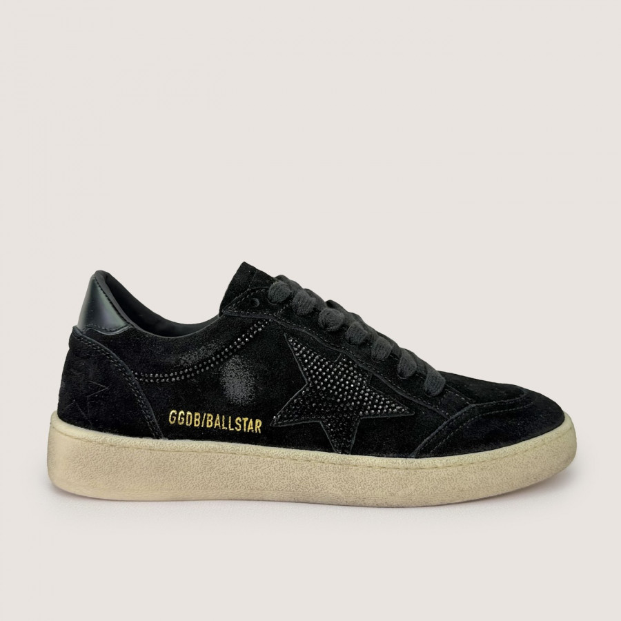 Golden Goose Ball Star / Замша черная / звезда черные кристаллы